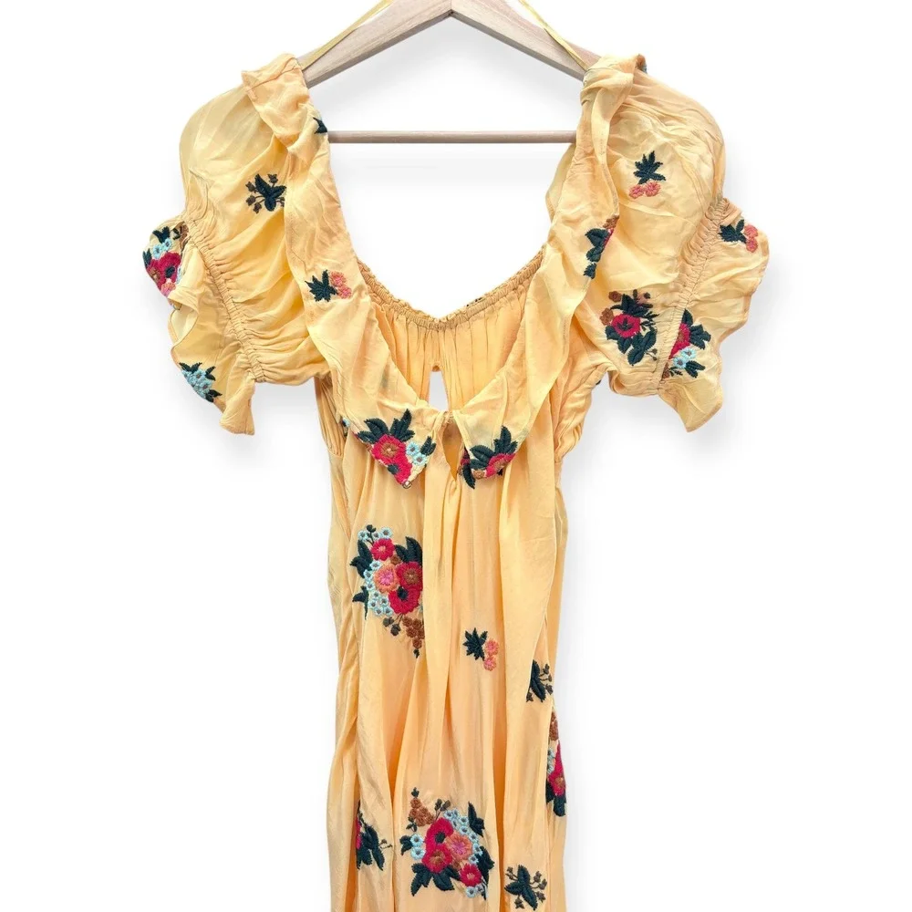 NWT‎ Free People Bali Santa Cruz Ruffle Dress Maxi - Size Medium